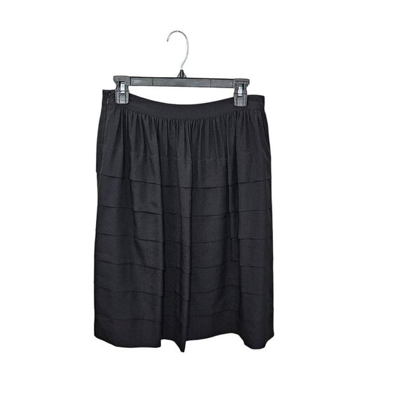 Karl Lagerfeld Paris Skirt Women 4 Small Black Tiered Career Capsule Knee Length - Picture 2 of 9